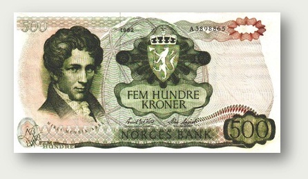 Норвежская банкнота 500 крон с портретом математика Нильса Хенрика Абеля