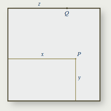 Множество точек, расположенных внутри квадрата и на его сторонах имеет мощность не большую, чем множество точек стороны квадрата.