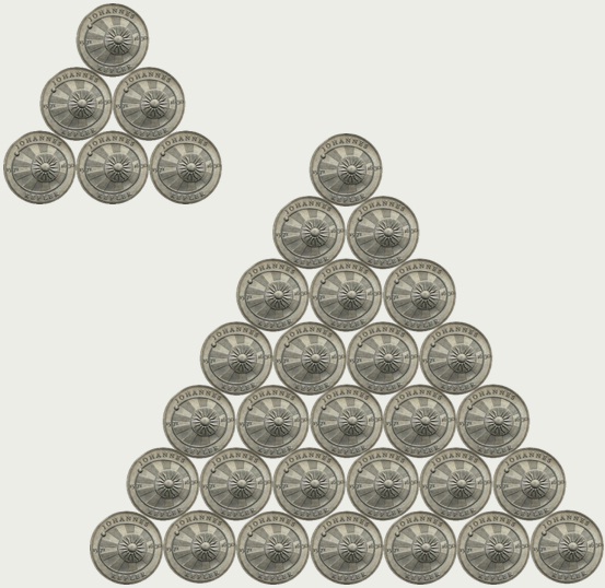 Взяв совершенное число одинаковых монет, мы всегда сможем сложить из них равносторонний треугольник